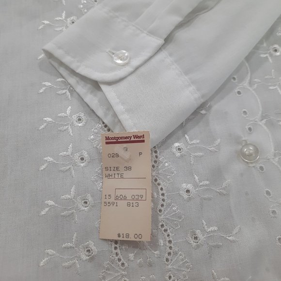 Vtg 60s embroidered eyelet blouse - David Peet brand - Picture 6 of 10